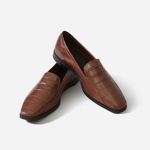 Everlane Brown Croc-Embossed Loafers